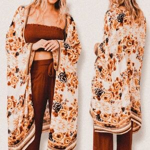 Talisman Twilight fall Flowy earthy boho Floral Cape Kimono cottage Cardigan